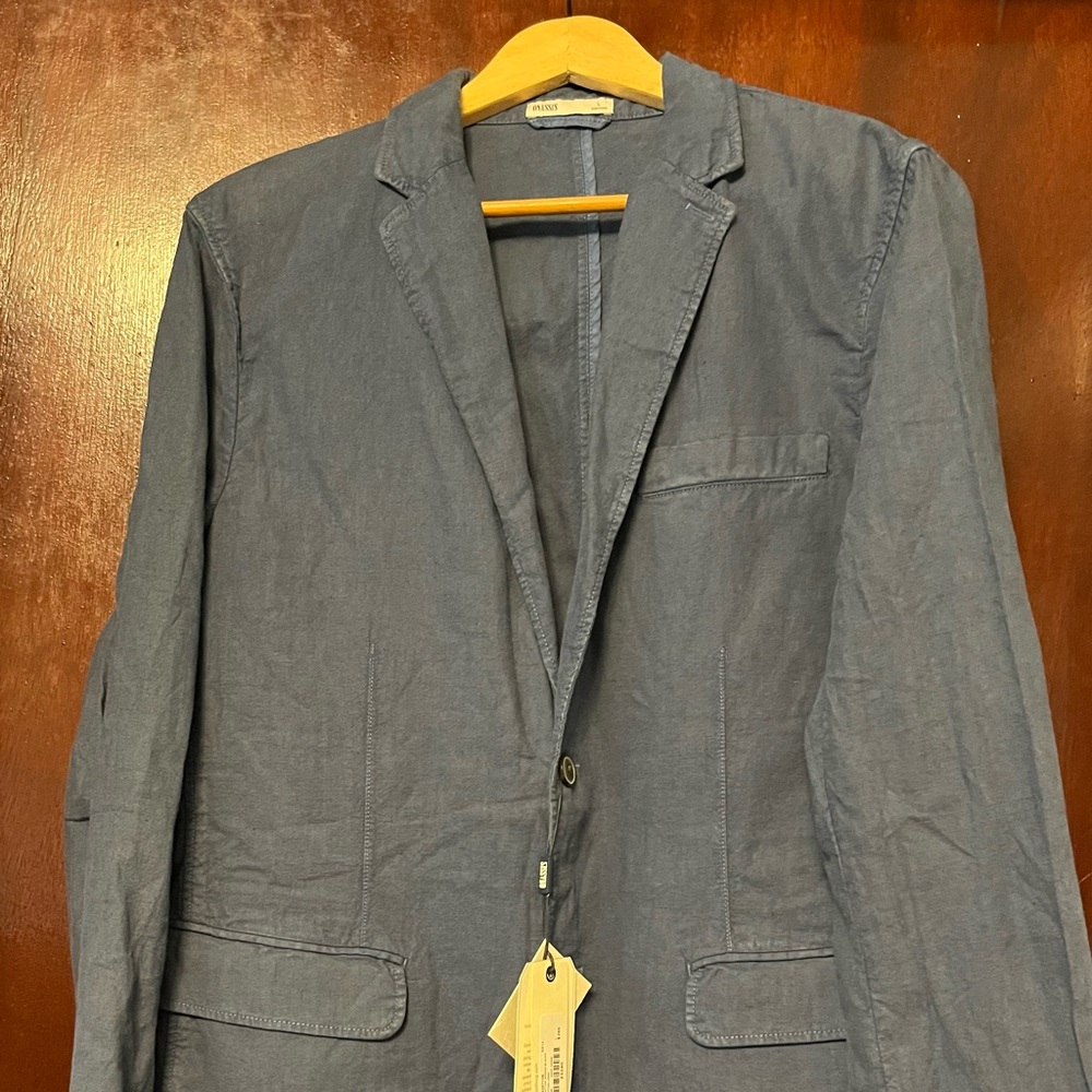 Men’s Onassis Cotton Linen Dark Denim Blazer